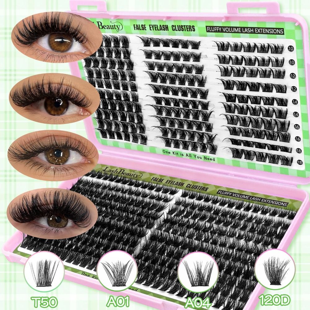Lashes Eyelash Extension - Faux cils naturels, design en grappe,