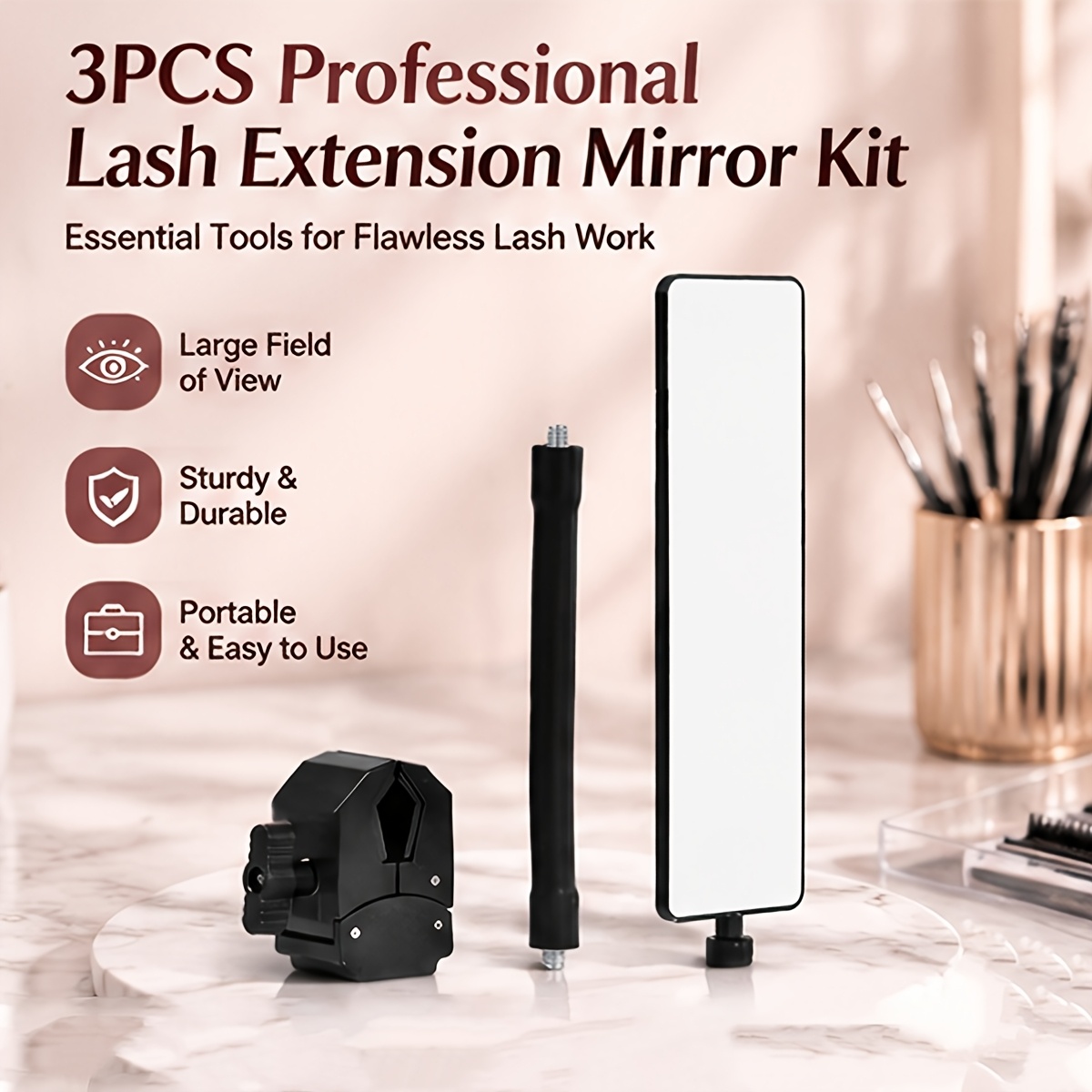 Individual Lash Tray - Lot de 3 Miroirs Professionnels pour