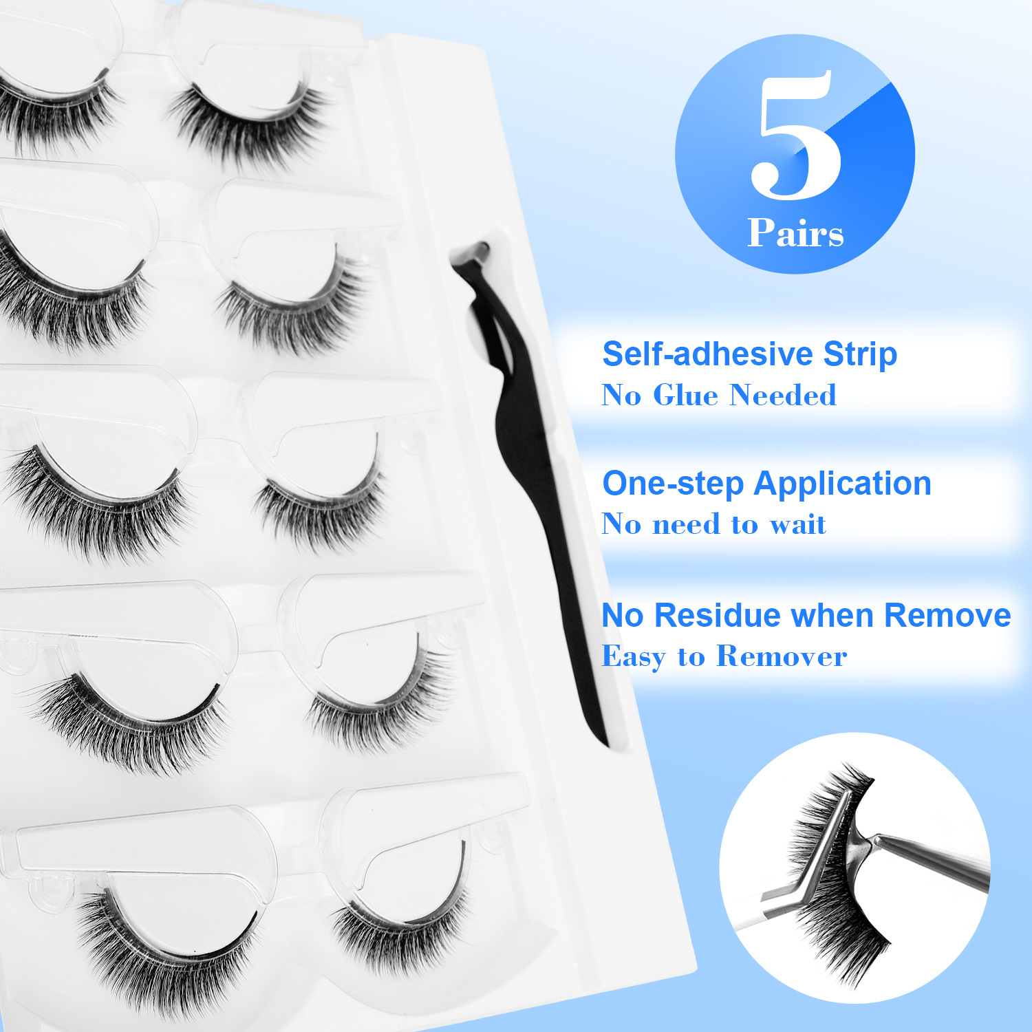5 paires de faux cils auto-adh - Eyelash Extension Glue Remover avis et prix